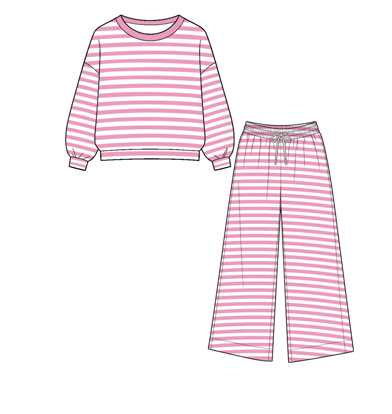 no moq GST01 Toddler Kids Stripe Print Crew Neck Long Sleeve Top Pant Casual Clothing Set