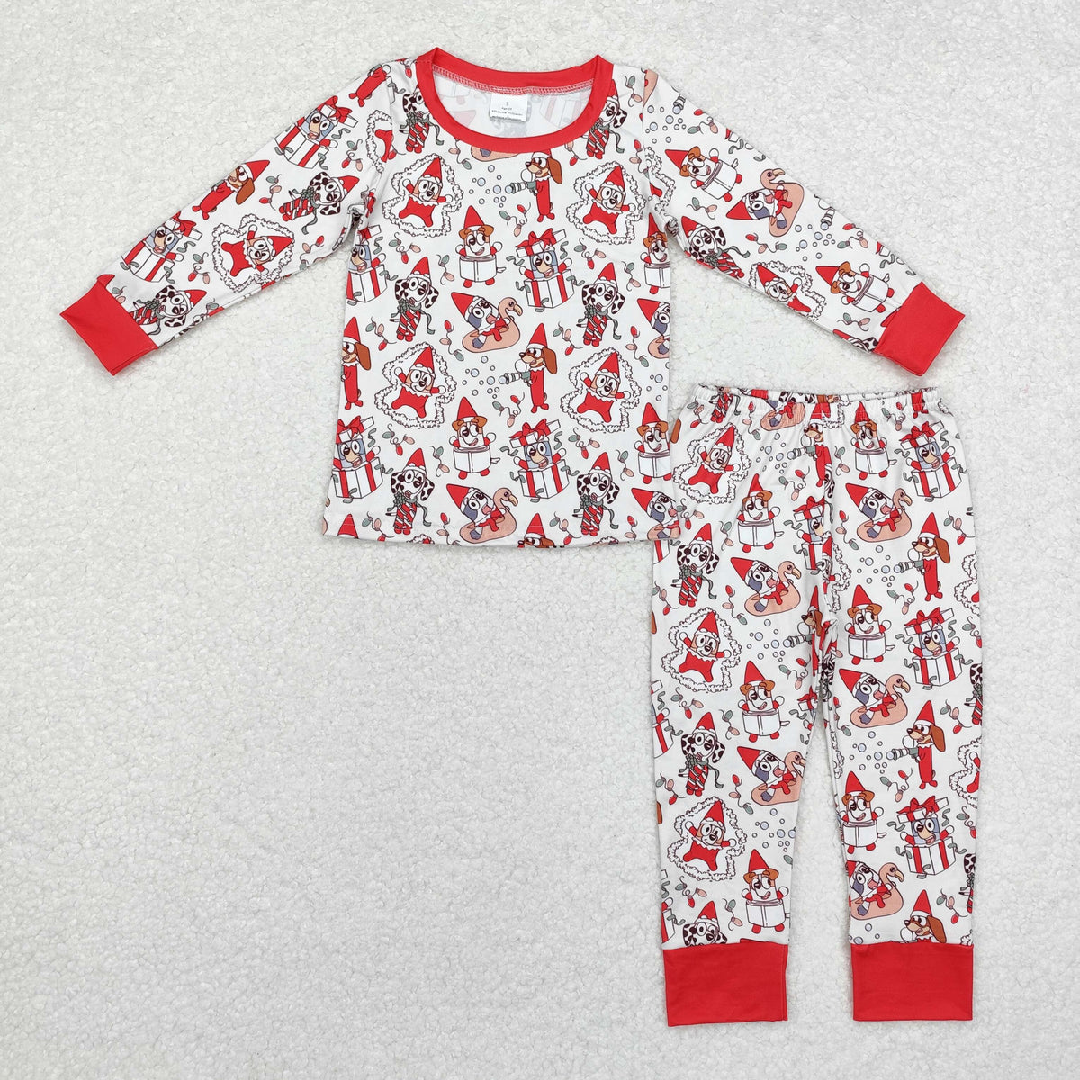 rts no moq BLP0721 boys Christmas red and white long-sleeved long pants pajamas set