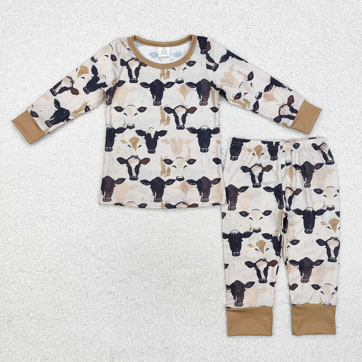 RTS NO MOQ bamboo western cowboy style boys long sleeve long pants pajamas set