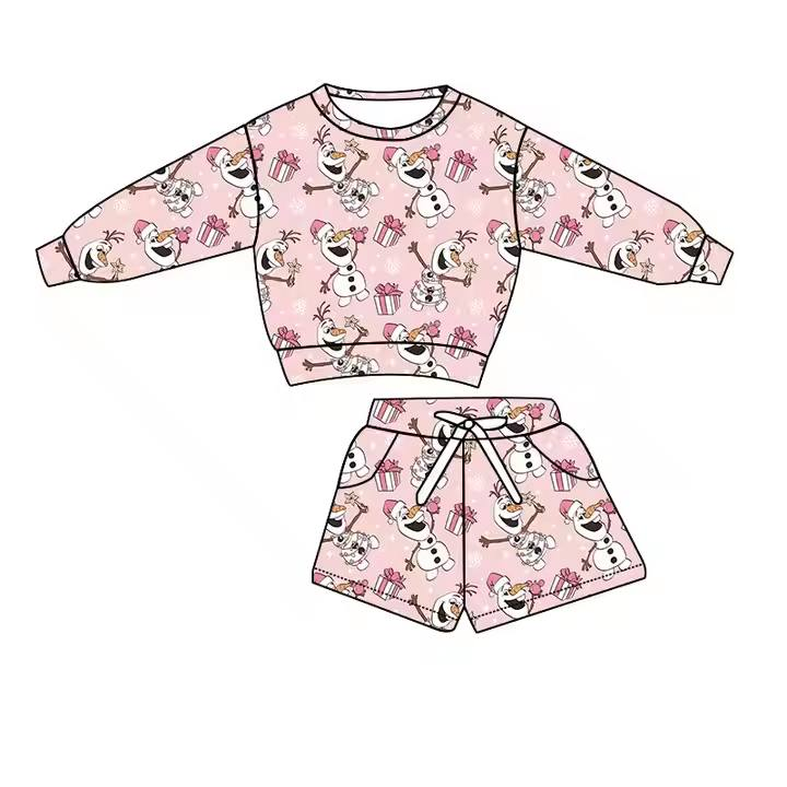 Custom moq 5 each style eta 6-7weeks baby girl clothes long sleeve shorts set 8-25.8.7