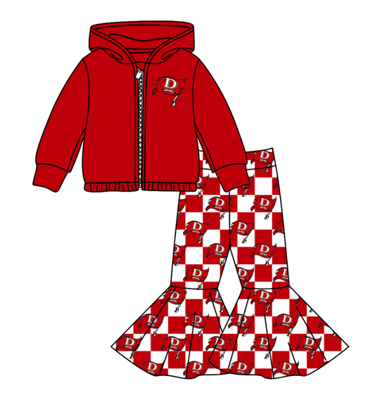 Custom moq 5 mix size milk silk summer teams baby girl clothes red hooded long sleeve pants sets-25.10.31