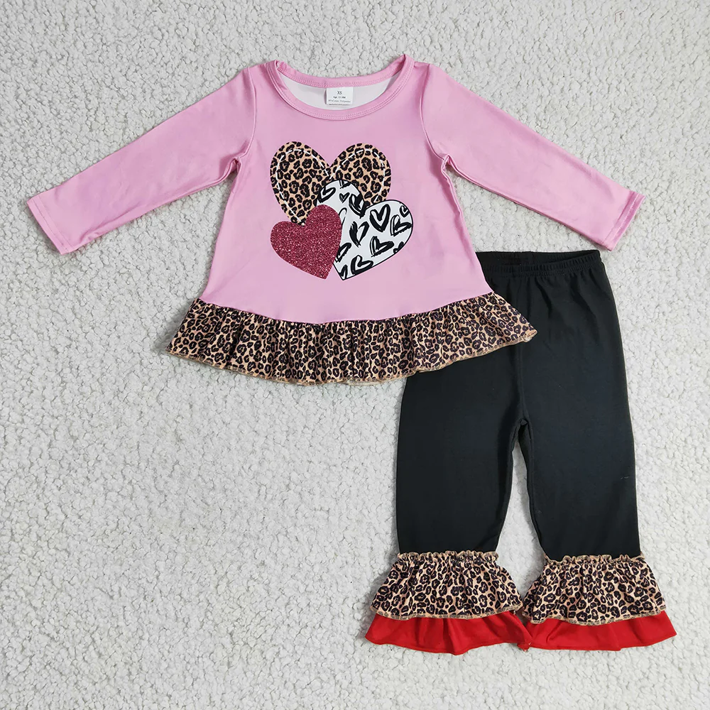 RTS NO MOQ Sibling Baby girl clothes Valentine love long-sleeved trousers suit & rompers
