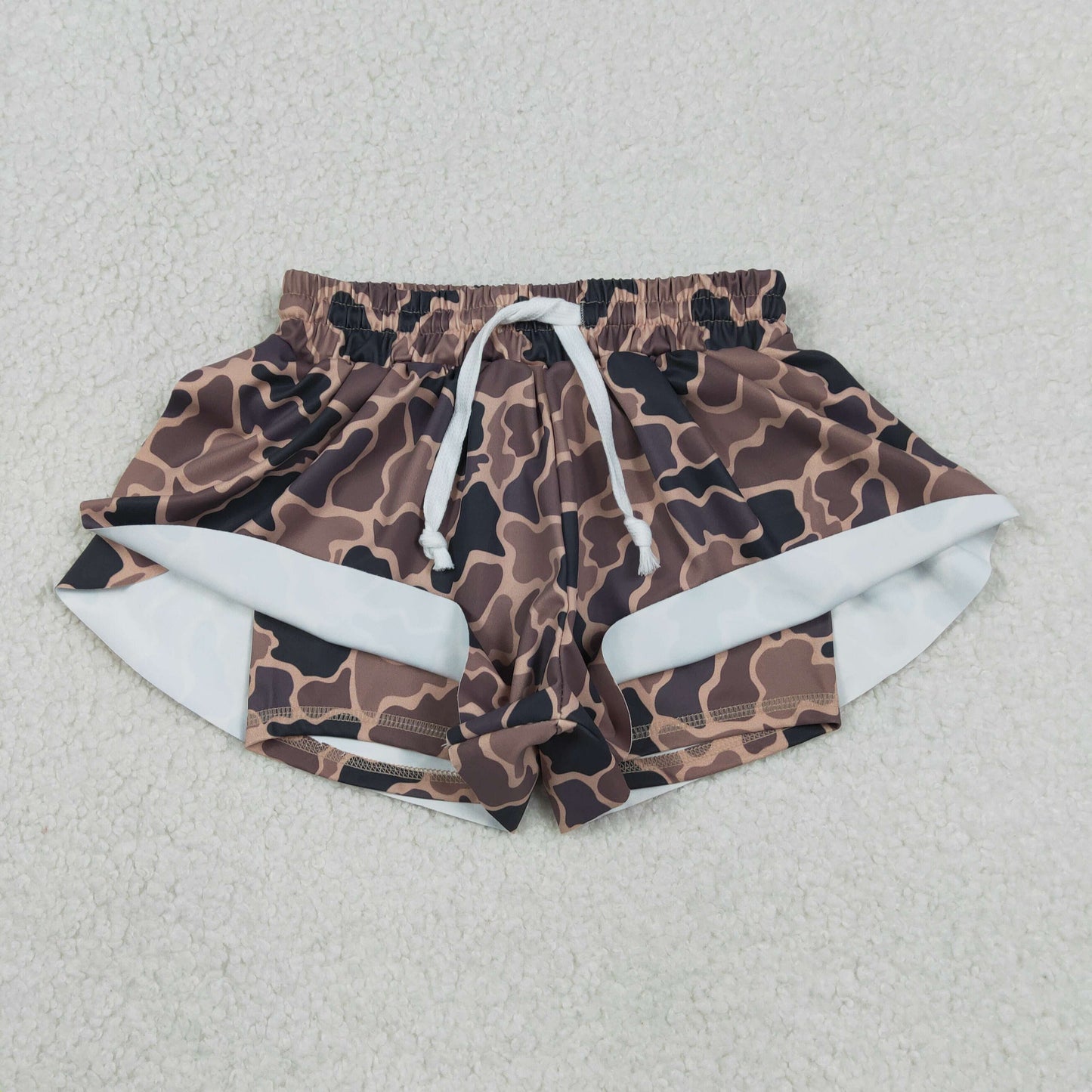 RTS NO MOQ Sibling baby girl clothes and Adult clothes yoga camouflage kids shorts and adult shorts