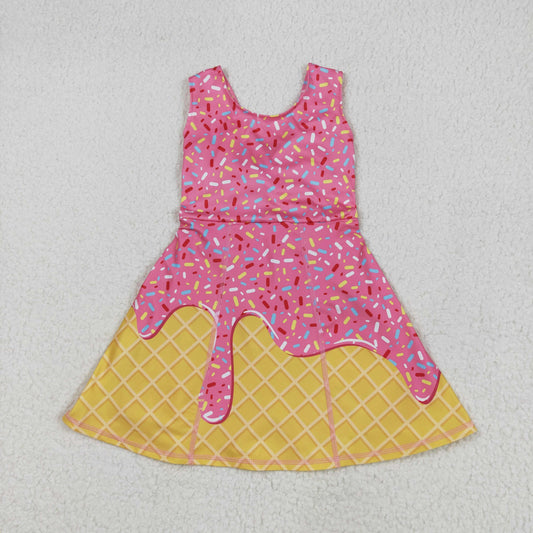 RTS no moq GSD2417 Waffle Ice Cream Pink Yoga Sleeveless Dress
