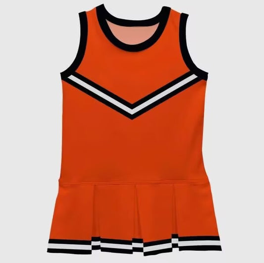 Custom moq 5 each style eta 6-7weeks baby girl clothes team orange sleeveless dress-25.9.4