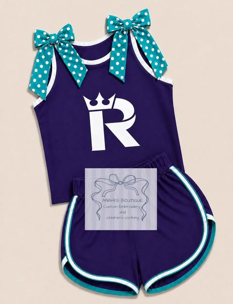 custom moq 5 mix size AITOLY0106  Baby Girls Tank Top With Polka Dot Bows Trim Elastic Waist Short Clothing Set