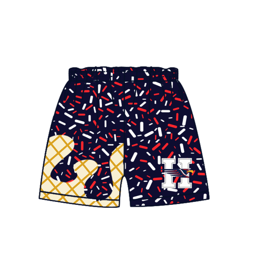 Custom moq 5 mix size milk silk eta 6-8weeks summer teams brick red baby girls clothes team sleeveless skirts shorts  cheer sets kids icde gream shorts drip shorts