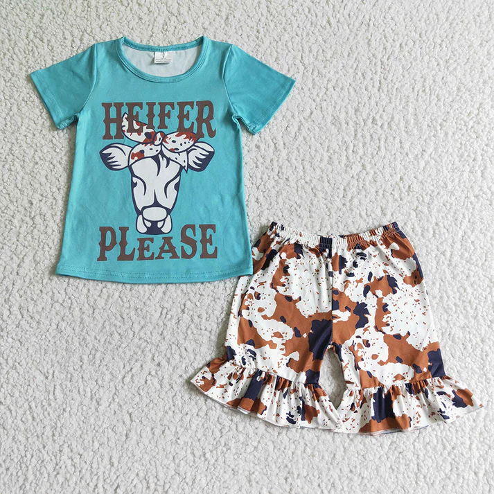 RTS NO MOQ baby Girls Clothes floral short sleeve shorts Sets dress