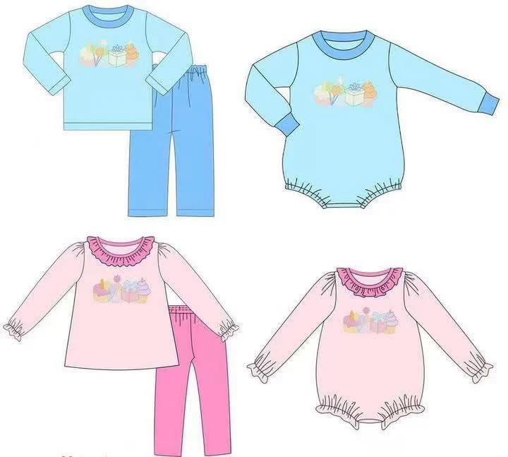 Custom moq 5 each style eta 6-7weeks baby girl clothes balloon gift long sleeve pants set 2 and briefs sets and top-25.8.14