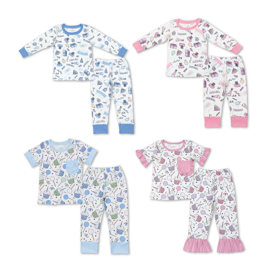 RTS NO MOQ BSPO0410 GSPO1575 BLP0470 GLP1190 Birthday Cake-Hat Long Sleeve Suit & Short Sleeve Long Pants Suit