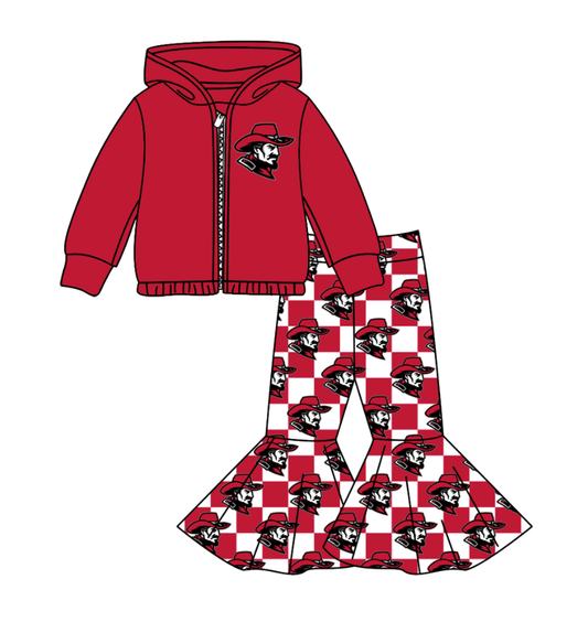 Custom moq 5 mix size milk silk summer teams baby girl clothes red hooded long sleeve pants sets-25.10.31