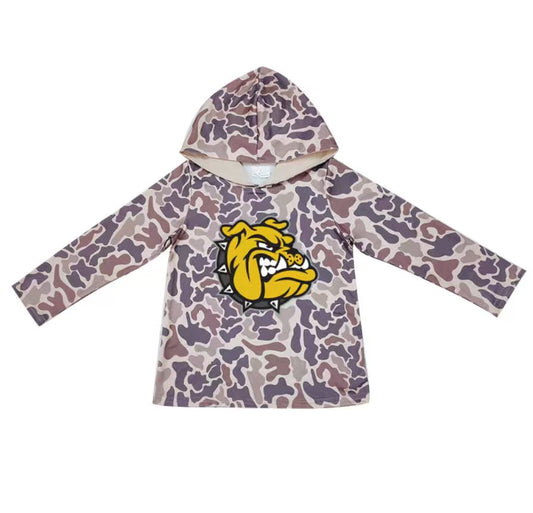 Custom moq 5 mix size milk silk summer team baby girls and boys clothes camouflage hooded long sleeve top-25.10.22