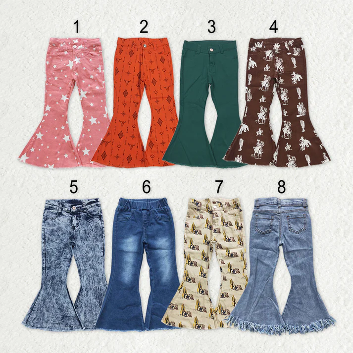 RTS NO MOQ Sibling Baby Girls Clothes Jeans: Flared & Ripped