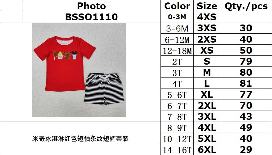 Cute Clothes BSSO1110 Baby Boys Red Tee Shirt Shorts Clothes Sets