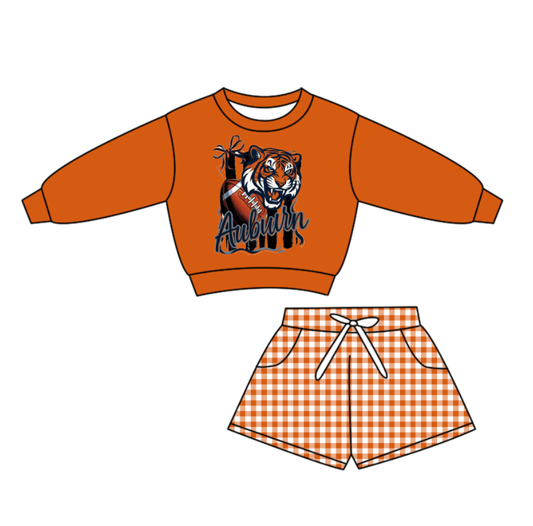 Custom moq 5 mix size milk silk summer teams baby boys clothes orange long sleeve shorts sets-25.10.28
