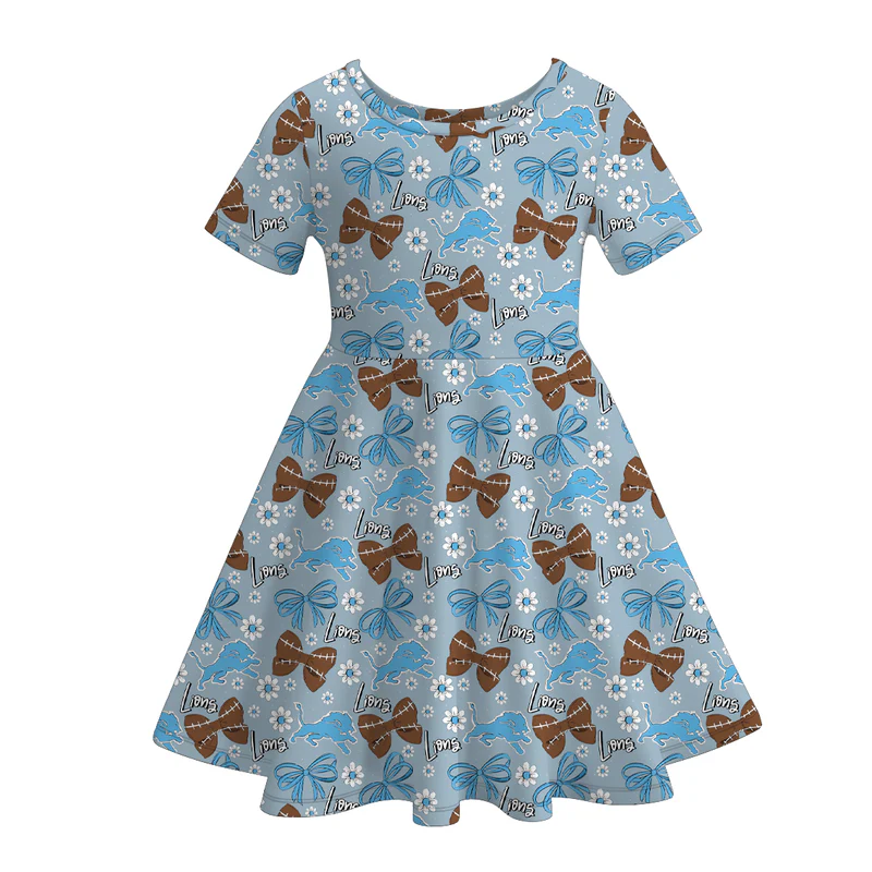 Custom moq 5 each style eta 6-7weeks milk silk baby girls summer team short sleeves dresses 4-25.7.16