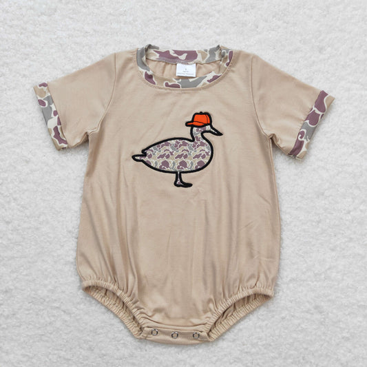 SR1403 Embroidered brown and green camouflage duck short-sleeved jumpsuit
