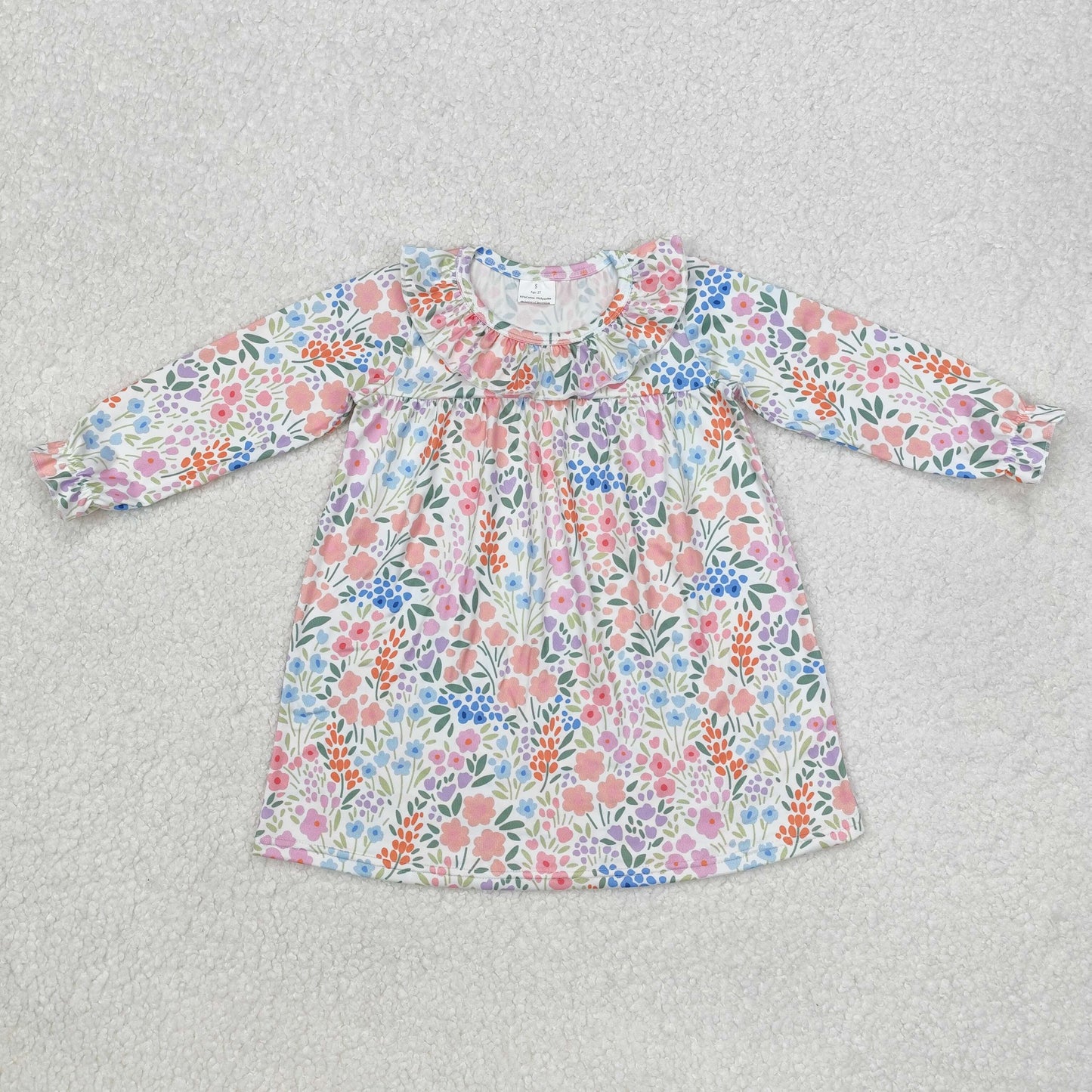 RTS NO MOQ ETA 5/7days arrived GLD0982 Floral Flower Leaf Lace Long Sleeve Dress