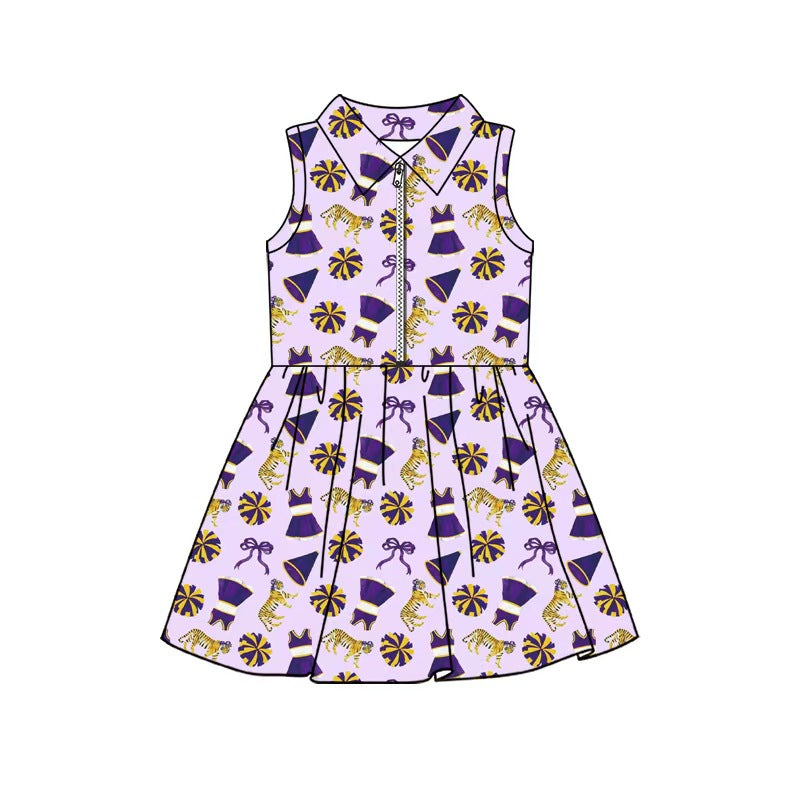 custom moq 5 mix size BYWY0102 Baby Girls Purple Bow Tunic Bummie Sets Team Set Yoga Dress Shorts Skirt