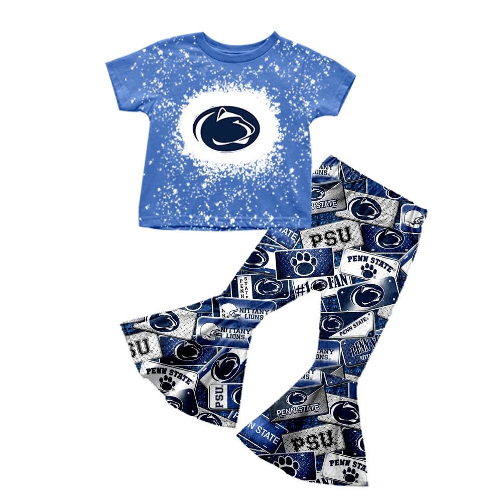 Custom moq 5 mix size milk silk eta 6-8weeks summer team blue baby girls clothes team short sleeve pants sets-25.7.15