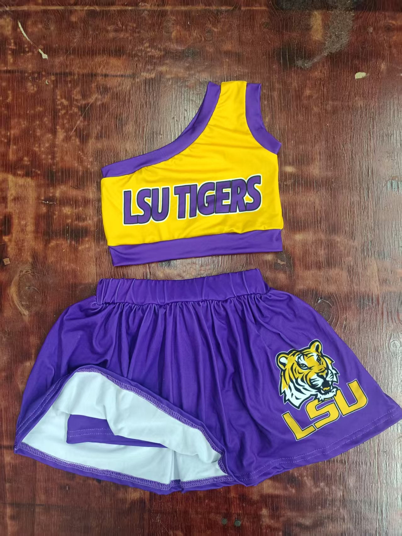 Custom moq 3 eta 6-7weeks baby girl clothes team purple and yellow sleeveless skirts dress sets