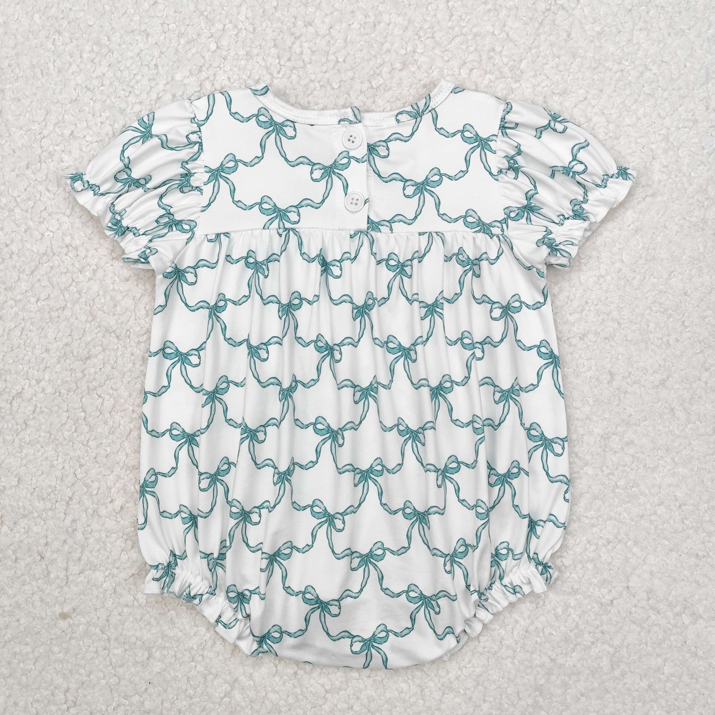 RTS NO MOQ ETA 5/7days arrived SR2281 Starbucks cup green bow pattern baby collar short-sleeved jumpsuit