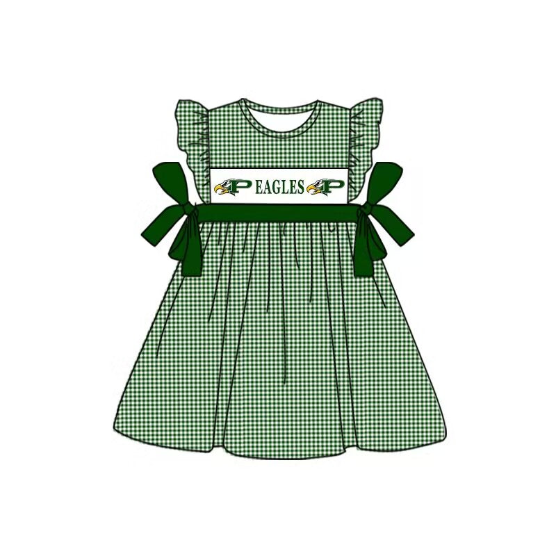 EAGLES  Summer girl team green striped flying sleeve summer dress