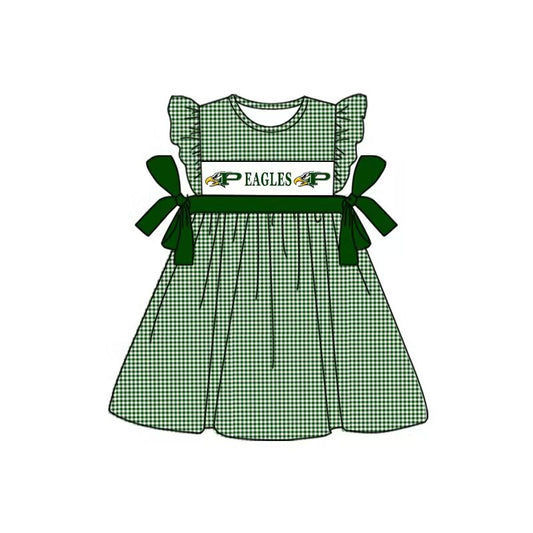 EAGLES  Summer girl team green striped flying sleeve summer dress