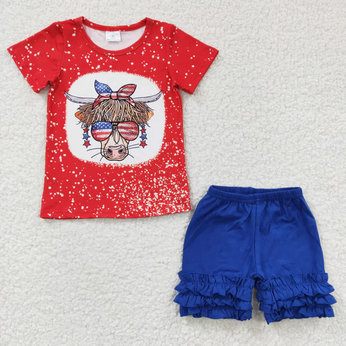 RTS NO MOQ baby girls Clothes short sleeve shorts Sets