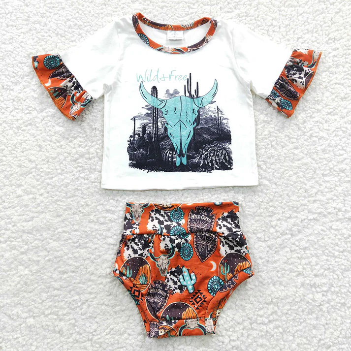 RTS NO MOQ baby girls clothes short sleeve briefs sets