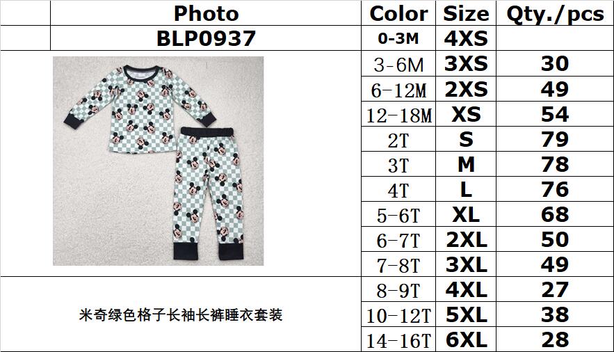 Cute Clothes BLP0937 Baby Boys Plaid Long-Sleeved Pants Pajamas Sets