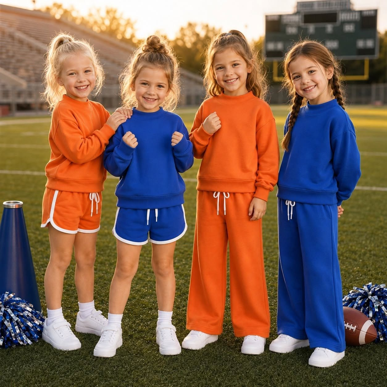 custom moq 5 mix size cotton fabirx AASD01 Toddler Kids Solid Color Crew Neck Long Sleeve Tops Short Wide Leg Pant Clothing Set