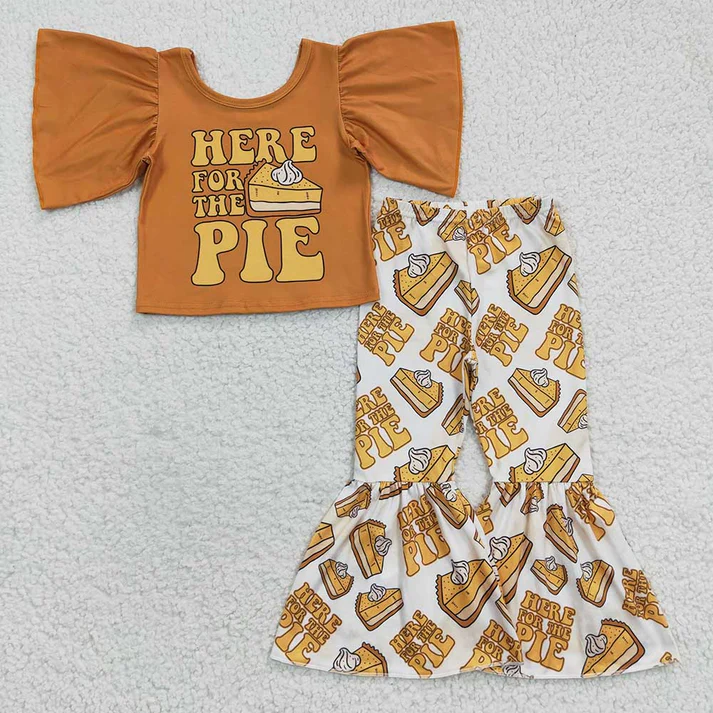 RTS Sibling baby girl clothes halloween pumpkin short Sleeve pants sets