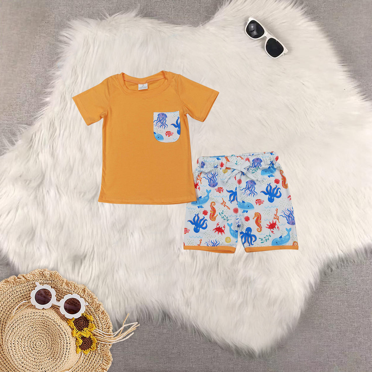 RTS NO MOQ baby Girls Clothes short sleeve shorts Sets and dress