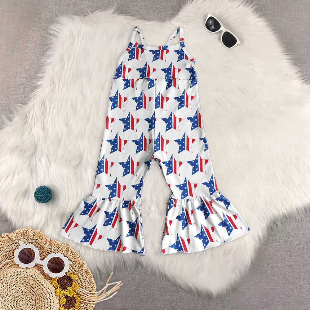 RTS Baby girls clothes 4th of july suspender jumpsuit