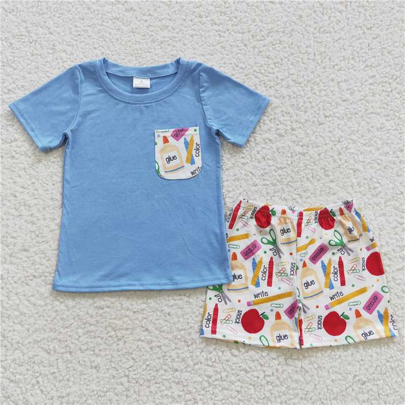 RTS Boys and girls back to school Short Sleeve Shorts sets dress