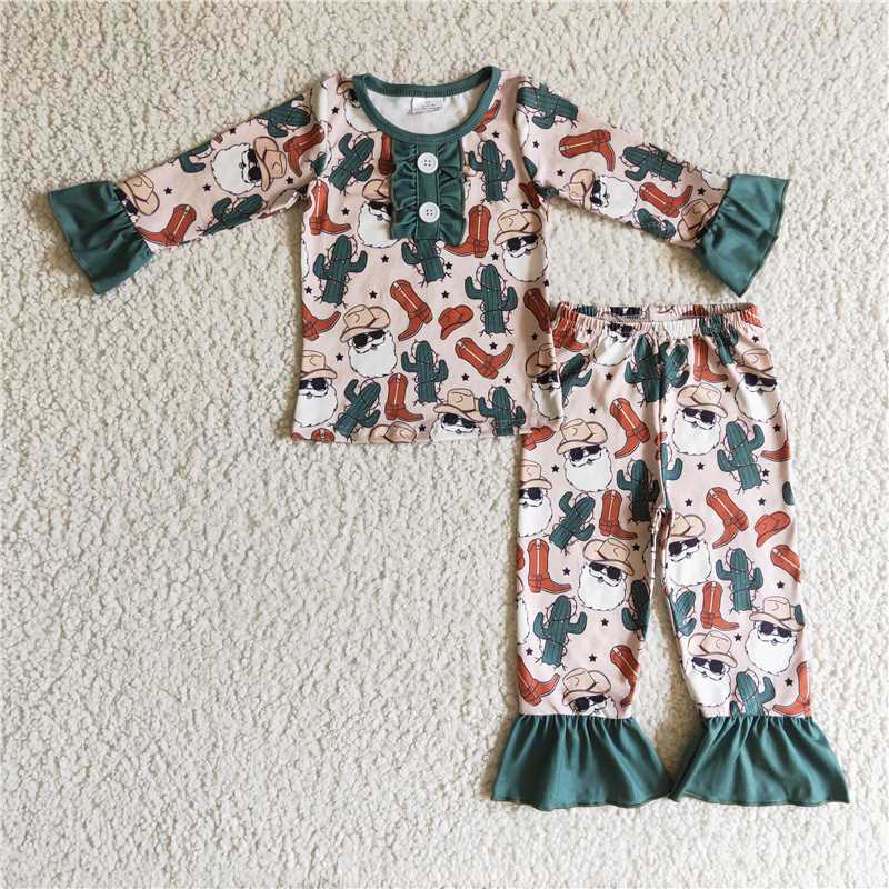 Sibling Christmas Pajama Set - West Santa Cactus for Baby Boys & Girls