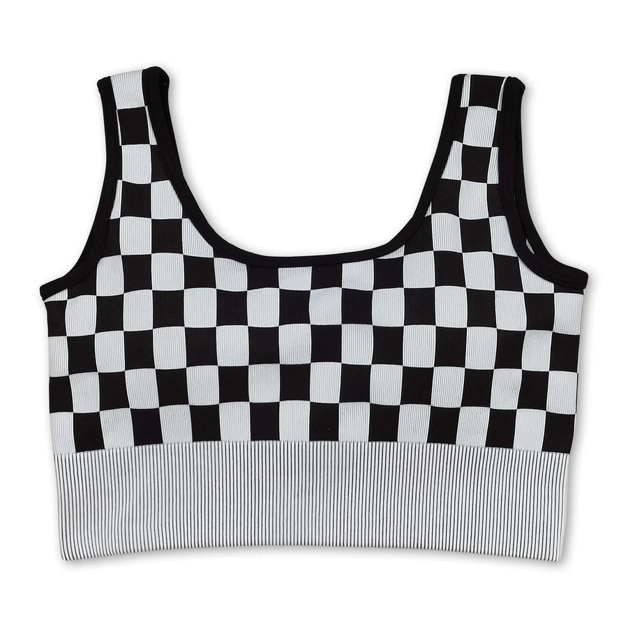 RTS NO MOQ Sibling Adult Women Camo Knitted Yoga Crop Bra Tops