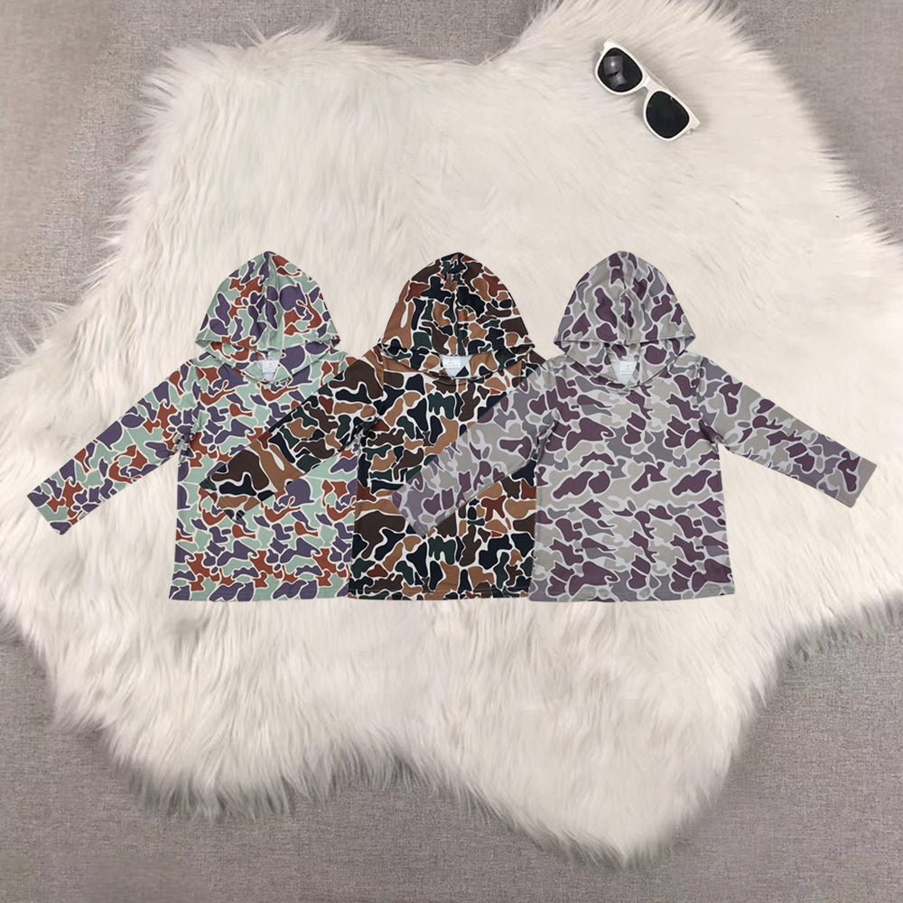 RTS NO MOQ Sibling baby girl clothes camouflage hooded long sleeved tops