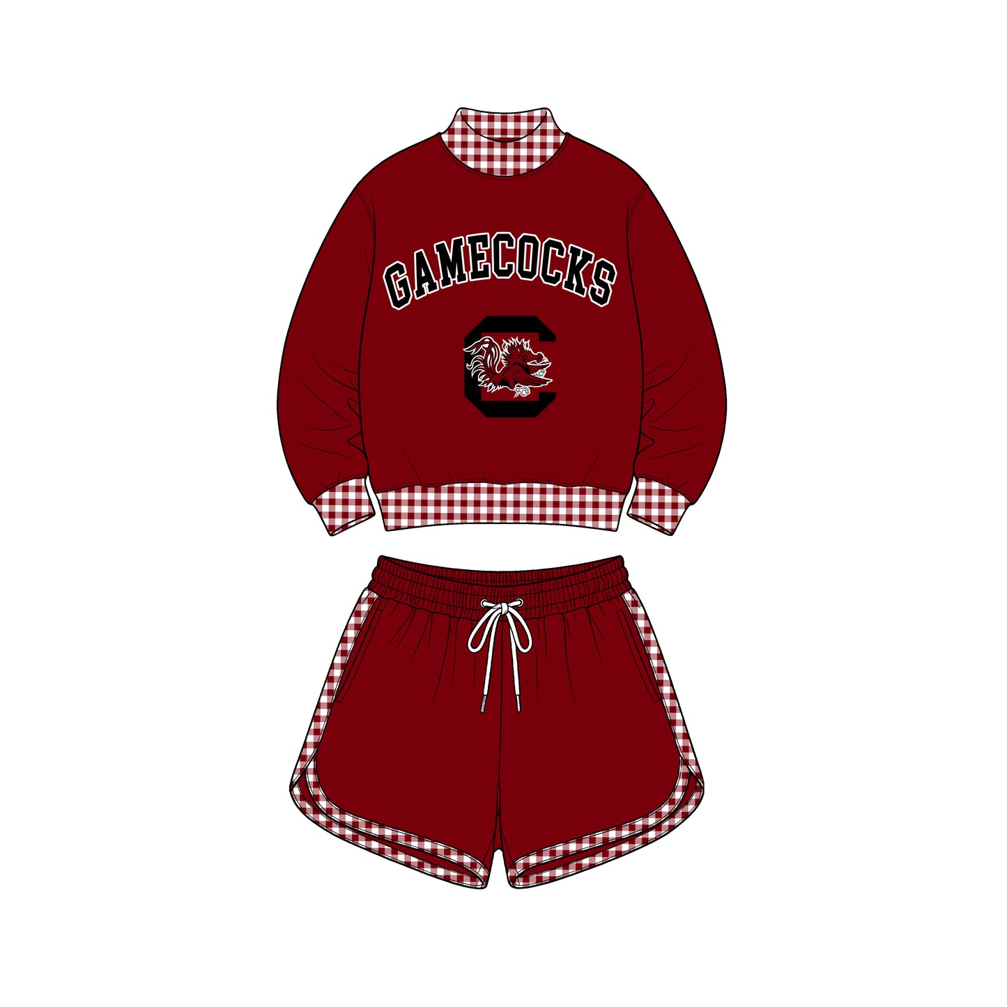 custom moq 5 mix size  XY072302 Baby Kids Letter Print Checked Long Sleeve Top Shorts Casual Team Outfit