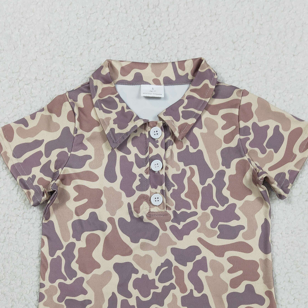 RTS NO MOQ BT1701  Baby Boys Southern Khaki Camo Short Sleeve Button Polo Shirts Top Casual Fashion Babywear