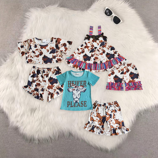 RTS NO MOQ Sibling baby Girls Clothes floral short sleeve shorts Sets