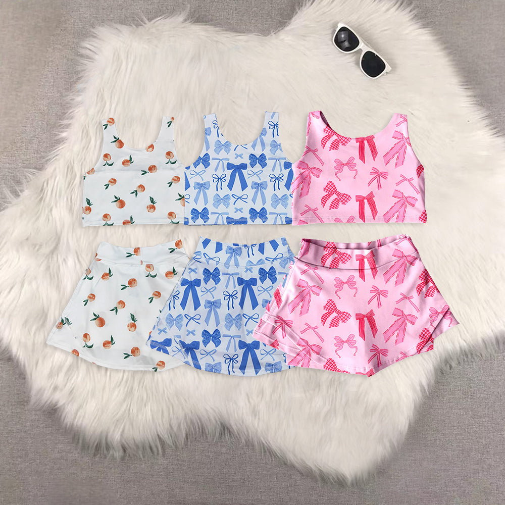 RTS NO MOQ Sibling baby girl clothes summer yoga sportswear skirt sets