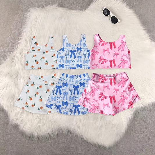RTS NO MOQ Sibling baby girl clothes summer yoga sportswear skirt sets