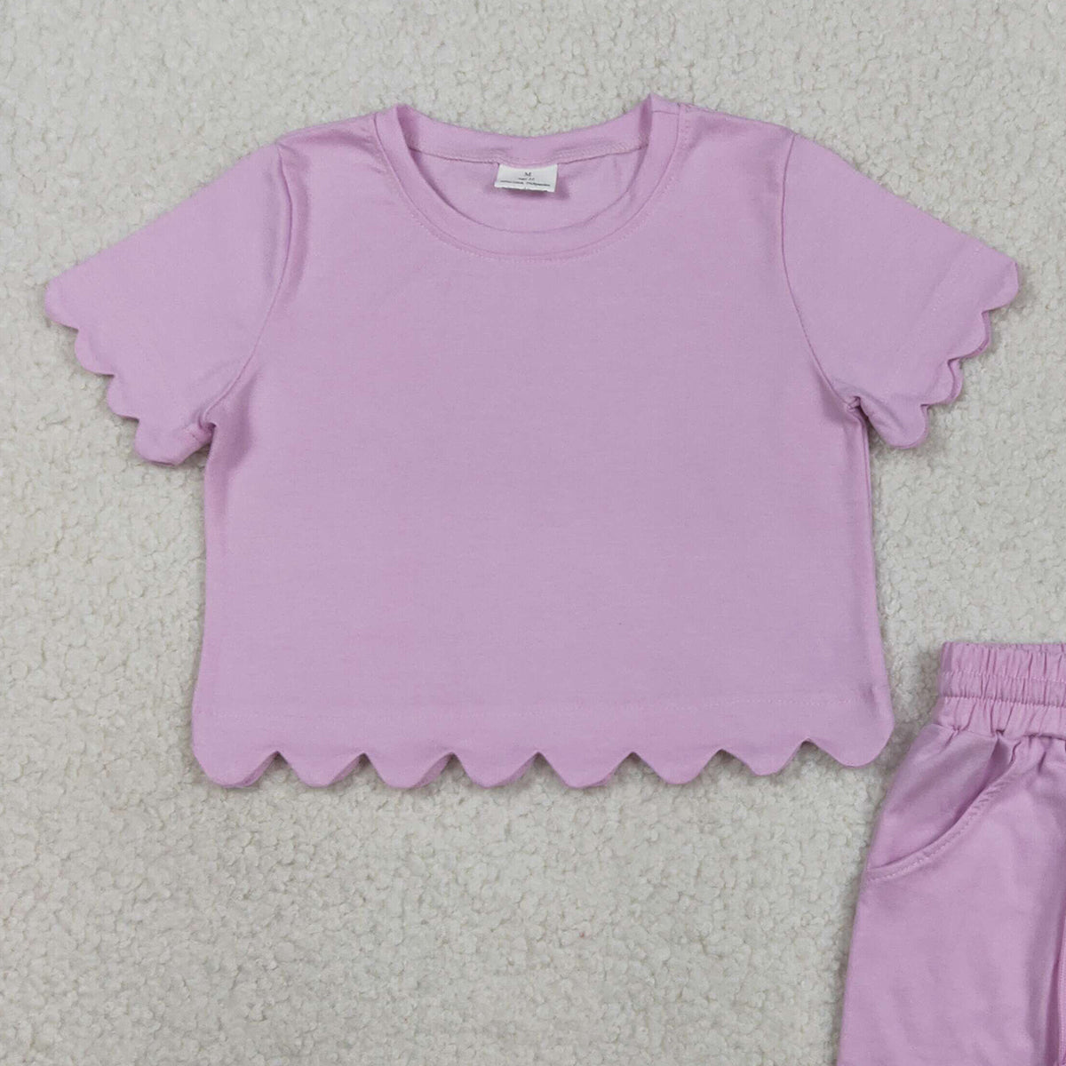 RTS NO MOQ GSSO3173 Lavender Baby Girls Short Sleeve Shirt Top with Shorts Cute Outfit Set