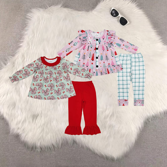 RTS NO MOQ Baby Girls Christmas Long Sleeve Pants Set