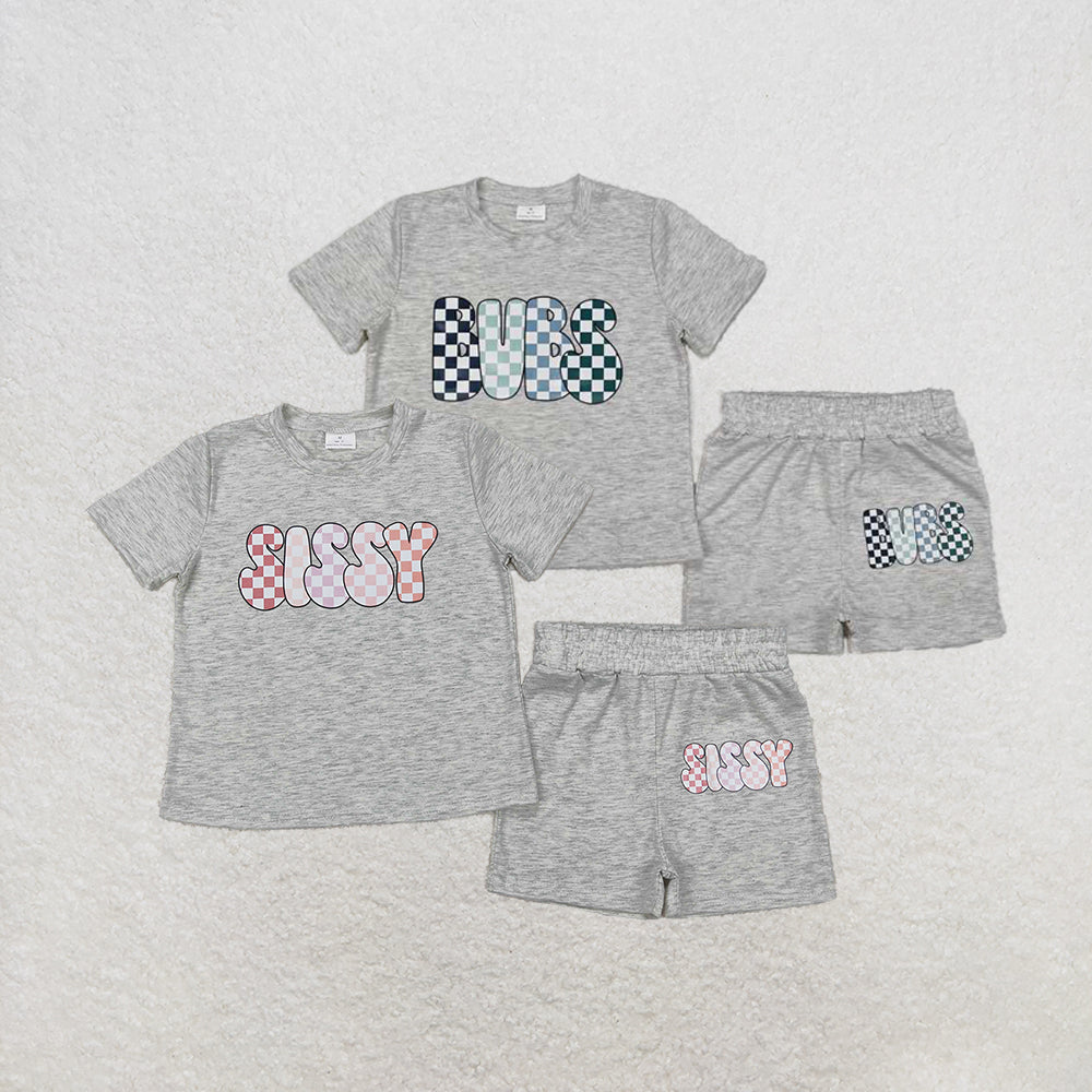RTS NO MOQ Girls Boys offset printing short sleeve Clothes Sets