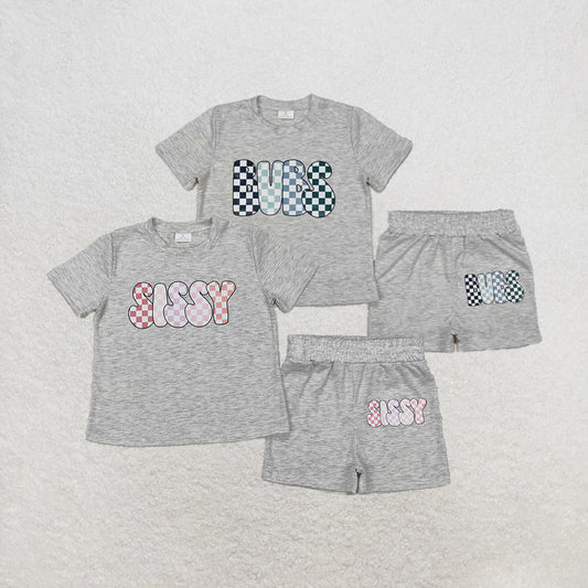 RTS NO MOQ Girls Boys offset printing short sleeve Clothes Sets