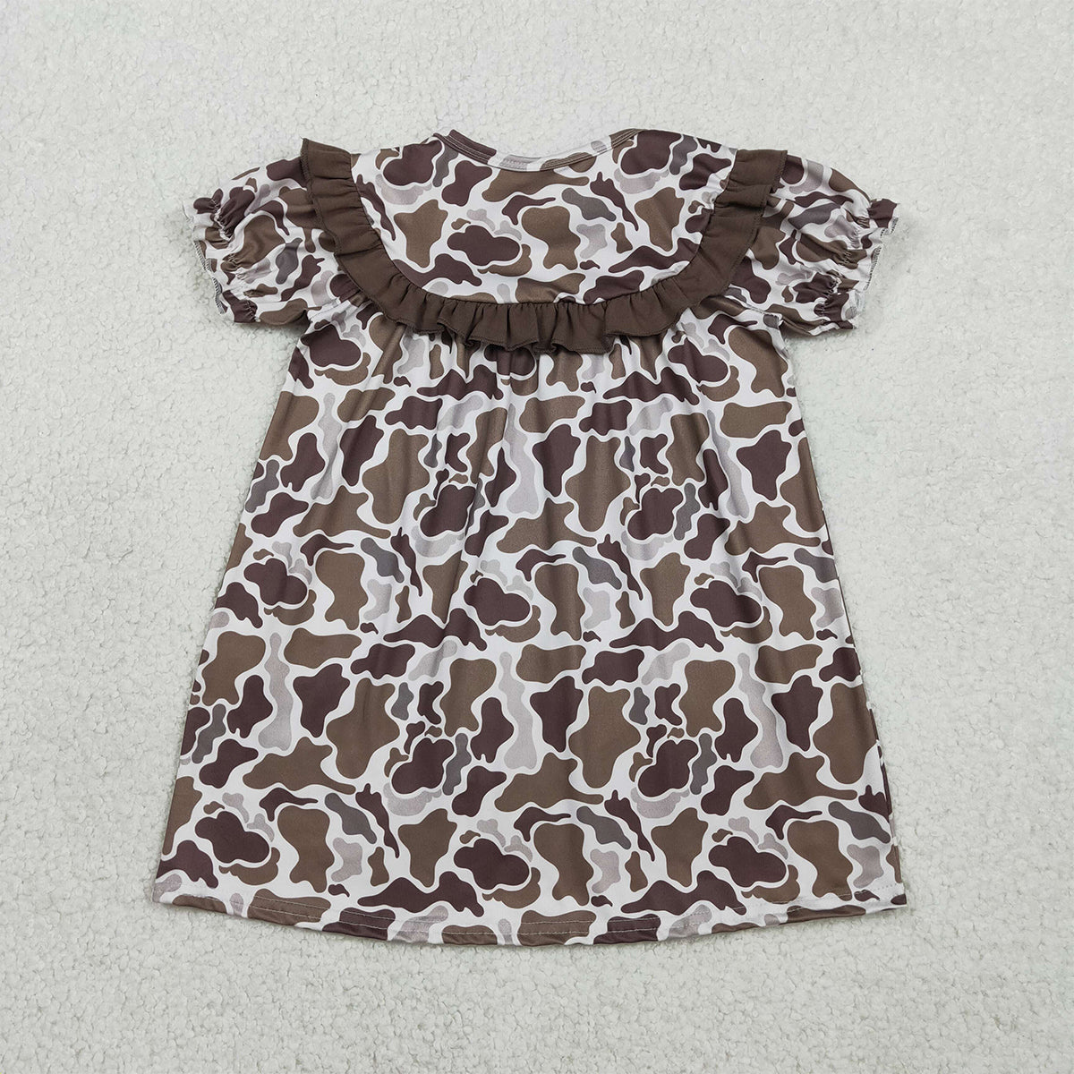 RTS NO MOQ GSD3526 Baby Girls' Southern Brown Camo Ruffle Knee-Length Dress Embroidered 'Daddy's Girl' Girls Fashion Clothing