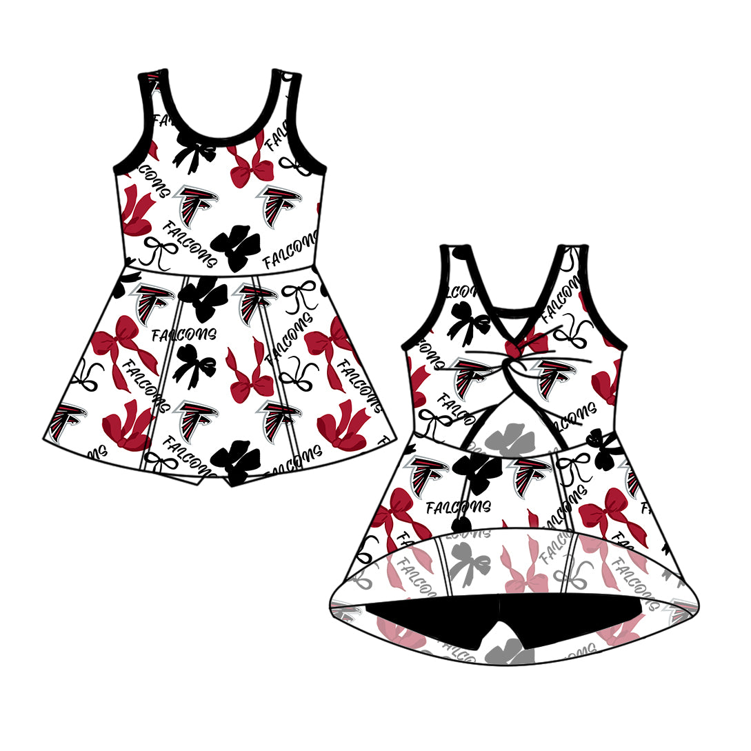 Custom moq 5 mix size milk silk summer teams Baby Girls Red Black Bow Vest Top Skirt Shorts Sets Sleeveless Knee Length Dresses Yoga Shorts Yoga Active Outfit